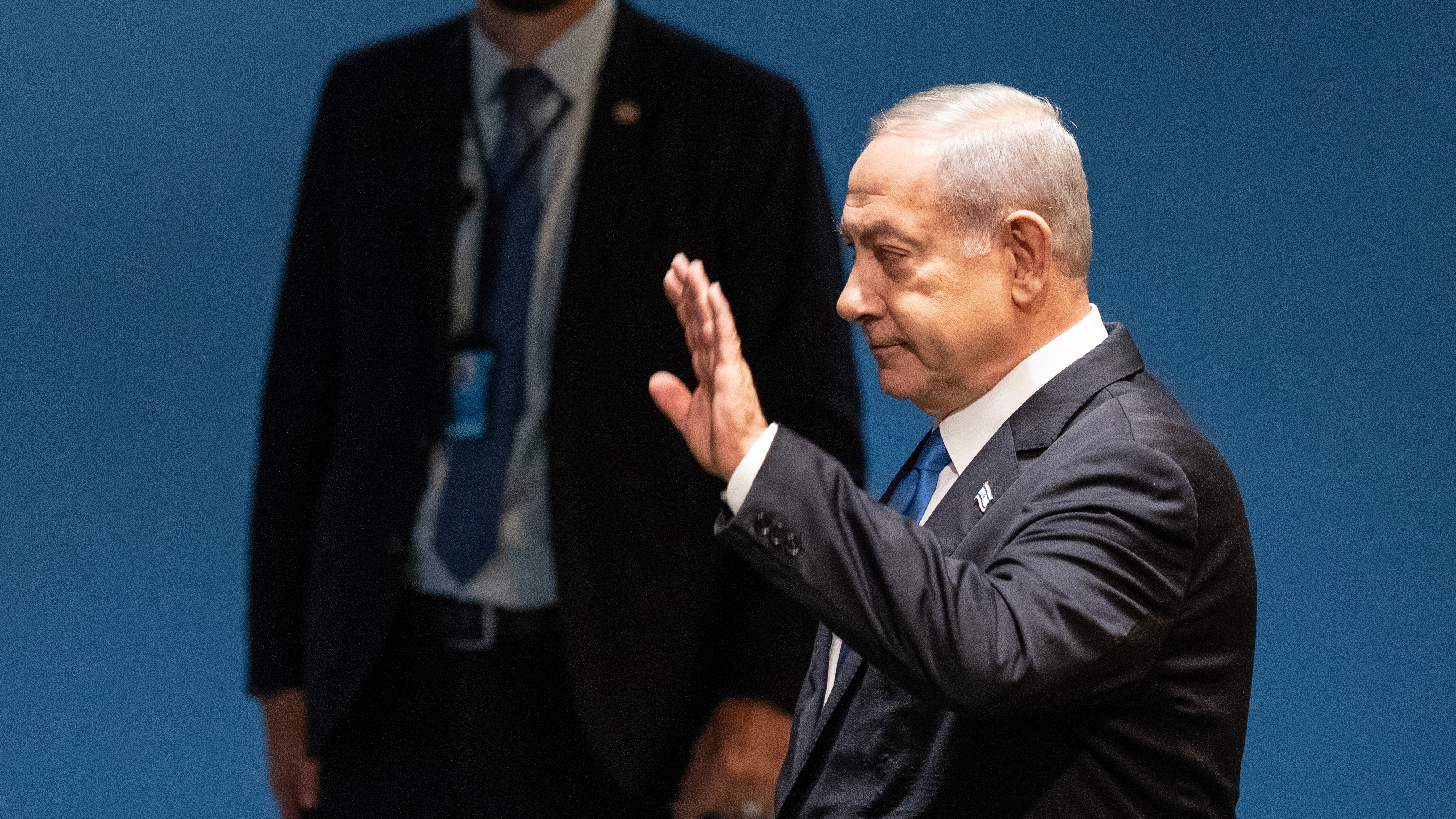 2023年9月22日にニューヨークで開催された第78回国連総会で演説を行った後、イスラエルのベンジャミン・ネタニヤフ首相は去ります